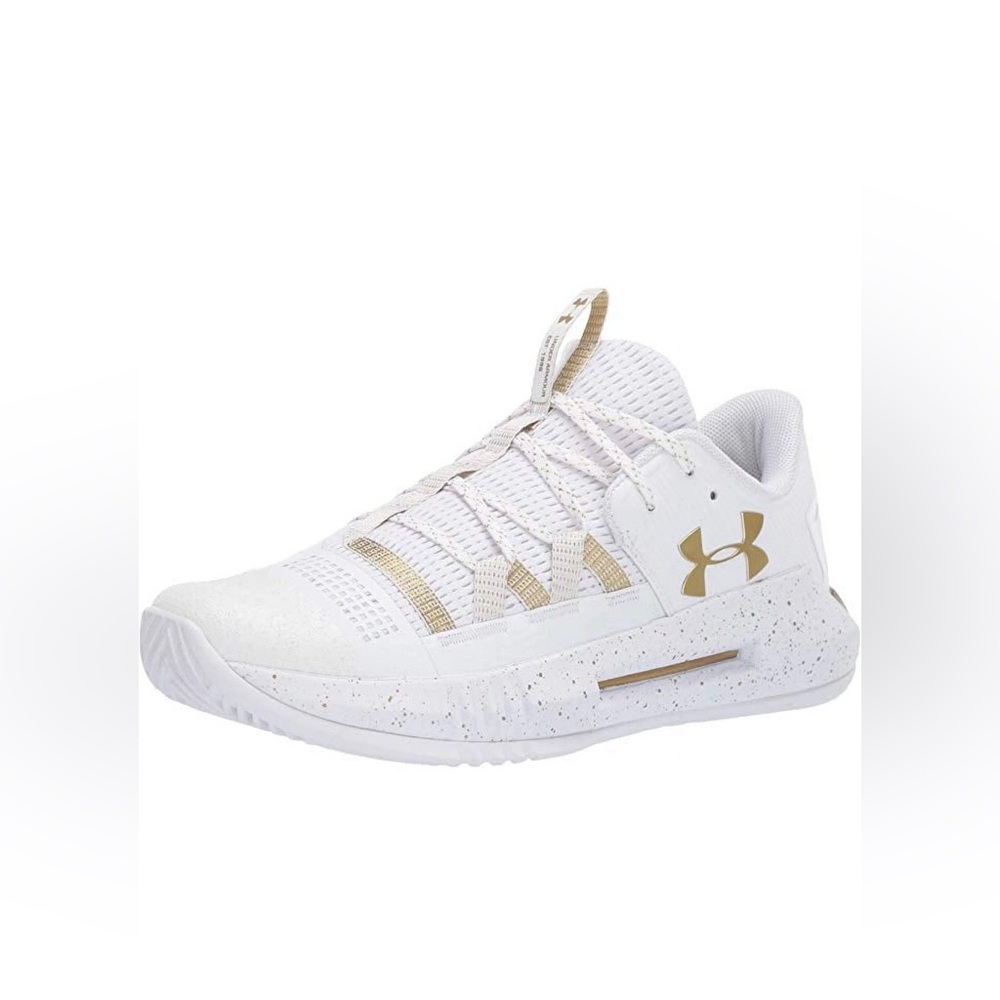 NIB  Under Armour Women's Block City 2.0 Volleyball Shoe, White/Gold, 10 B(M) US
